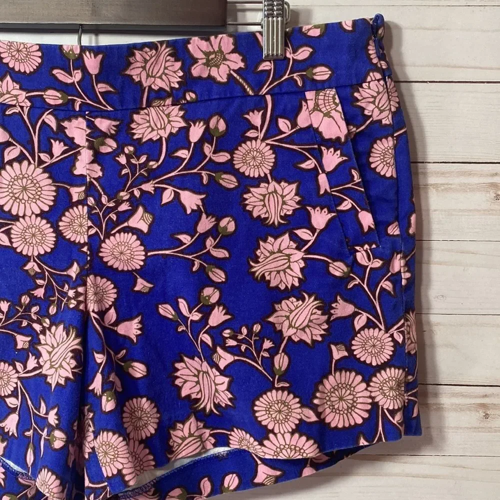 J Crew City Fit Floral Print Blue Pink Chino Shorts
